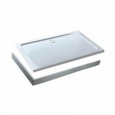 Rectangular Stone Easy Plumb Shower Enclosure Tray with Legs &amp; Panel - 1100x800mm 