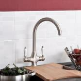 Victoria Traditional Kitchen Mixer Tap, Brushed Steel 