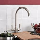 Tinkisso Kitchen Mixer Tap, Brushed Steel 