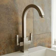 Theresa Brushed Steel Kitchen Mixer Tap - Swivel Spout 
