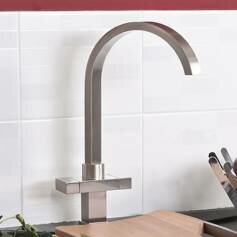 Linville Brushed Steel Kitchen Mixer Tap - Swivel Spout 