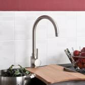 Cascade Kitchen Mixer Tap, Brushed Steel 