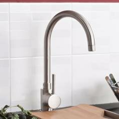 Cascade Brushed Steel Kitchen Tap - Swivel Spout 