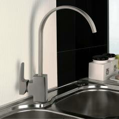 Apsley Brushed Steel Kitchen Mixer Tap - Swivel Spout 