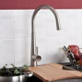Della Kitchen Mixer Tap, Brushed Steel 