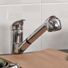 Tessa Mono Kitchen Taps - Chrome Plated Mixer - Pull Out Spray 