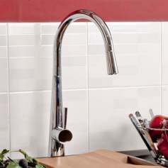 Della Designer Kitchen Tap - Chrome Plated Mixer - Pull Out Spray 