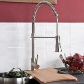 Celine Kitchen Mixer Tap with Pull Out Spray, Brushed Steel 