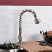 Virginia Kitchen Mixer Tap with Pull Out Spray, Brushed Steel 