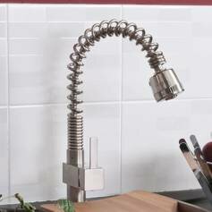 Virginia Brushed Steel Kitchen Mixer Tap - Pull Out Spray 