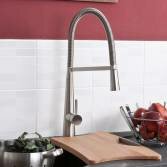 Toria Kitchen Mixer Tap with Directional Hose, Brushed Steel 