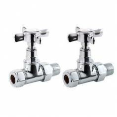 Victoria Traditional Straight Towel Radiator Valves  - 15mm Connection 