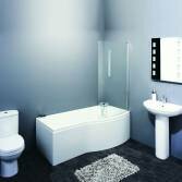 Vico P-Shaped Shower Bath, Large, Right, With Screen 