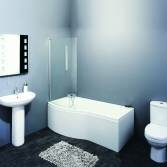 Vico P-Shaped Shower Bath, Large, Left, With Screen 