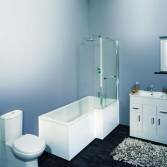 Varese L-Shaped Shower Bath, Large, Right, With Screen and Rail 