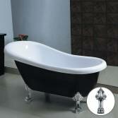 Black Traditional Bath with Dragon Feet, Small 