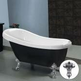 Black Traditional Bath with Ball Feet and Flat Edge, Large 