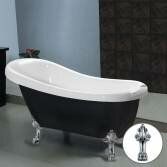 Black Traditional Bath with Dragon Feet and Flat Edge, Large 