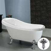 Victoria Traditional Slipper Bath with Ball Feet and Flat Edge, Large 