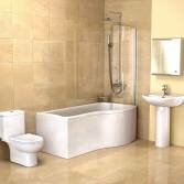 Garda P shaped shower bath, right hand, large 
