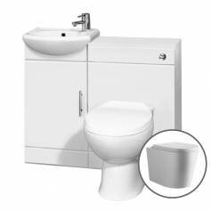 Marsten Combined Bathroom Vanity Unit - 885mm Gloss White Suite Unit with Toilet and Basin 