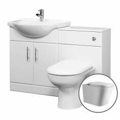 Tudelia Fitted Bathroom Furniture - 1015mm Gloss White Suite Unit with Toilet and Basin 