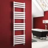 1600x450mm White Oval Tube Ladder Towel Radiator - Ashley Premium