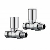 Straight Radiator Valves - Heavy Duty Polished Chrome Plated Brass - Standard 15mm Connection