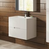 600mm Boston Gloss White Built In Basin Drawer Unit - Wall Hung