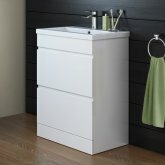600mm Trent High Gloss White Double Drawer Basin Cabinet - Floor Standing