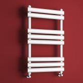 800x450mm White Oval Tube Ladder Towel Radiator - Ashley Premium