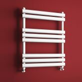 800x600mm White Oval Tube Ladder Towel Radiator - Ashley Premium