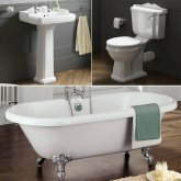 1700x750mm Victoria Roll Top Free Standing Bath Suite - Ball Feet