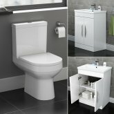 Cesar Toilet & 600mm Severn Basin Cabinet Set - Gloss White