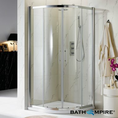800x800 mm Quadrant Shower Enclosure | Reversible Offset | Coral - BathEmpire