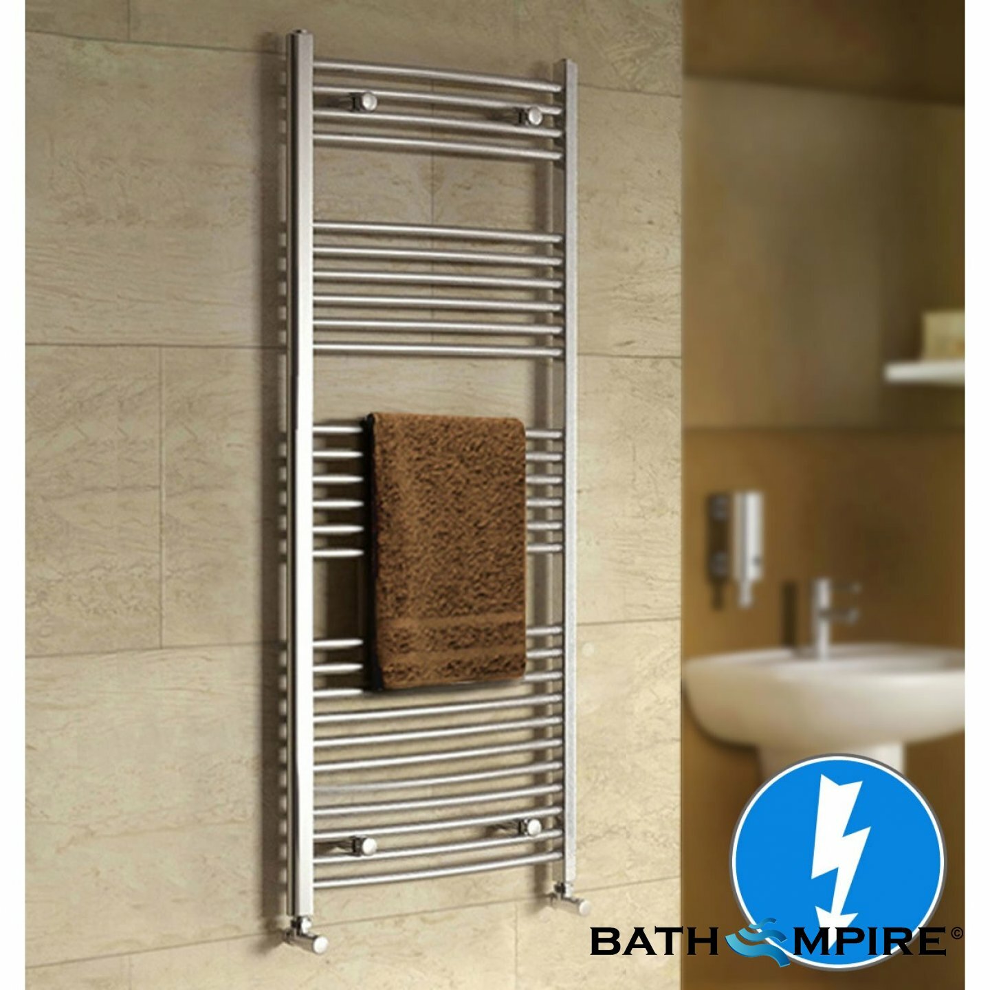 Nancy Chrome Curved Towel Rail Radiator, 1450x600mm Nancy Chrome Curved Towel Rail Radiator, 1450x600mm