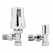 15mm Standard Connection Thermostatic Angled Chrome Radiator Valves