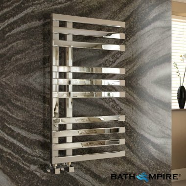 800x450 mm Chrome Square Rail Designer Towel Radiator - BathEmpire