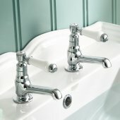 Regal Twin Hot & Cold Traditional Chrome Lever Basin Sink Taps