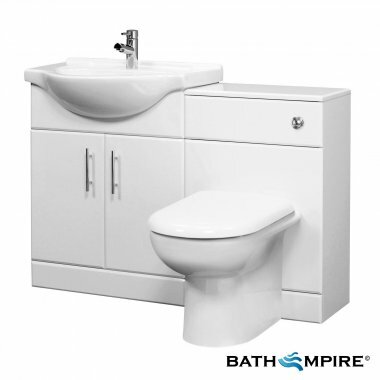 1015 mm Vanity Suite Unit With Toilet & Basin | Gloss White | Tudelia - BathEmpire