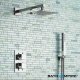 Thermostatic Mixer Shower Kit - 200mm Square Head & Hand Held - Korbu Premium