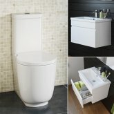 Tocha Toilet & Trent Wall Hung Basin Cabinet Set - Gloss White