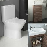 Venice Toilet & 400mm Slimline Basin Cabinet Set - Walnut