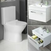 Venice Toilet & 600mm Avon Wall Hung Basin Cabinet Set - Gloss White
