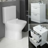 Venice Toilet & 600mm Severn Drawer Basin Cabinet Set - Gloss White