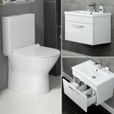 Venice Toilet & 600mm Severn Wall Hung Basin Cabinet Set - Gloss White